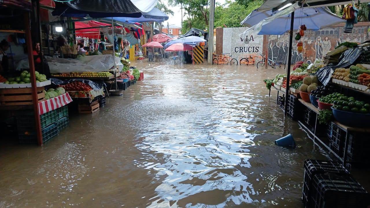 Rayo daña dos viviendas y lluvias anegan calles en Álamo