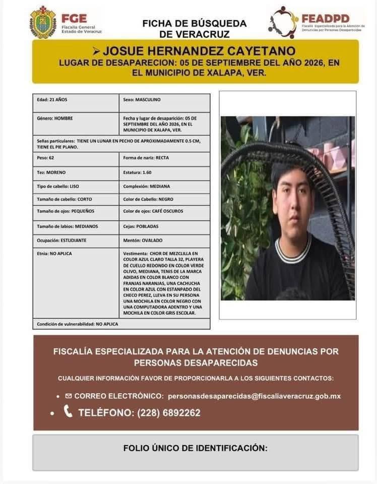 UV confirma muerte de Josué Hernández, fue reportado como desaparecido en Xalapa