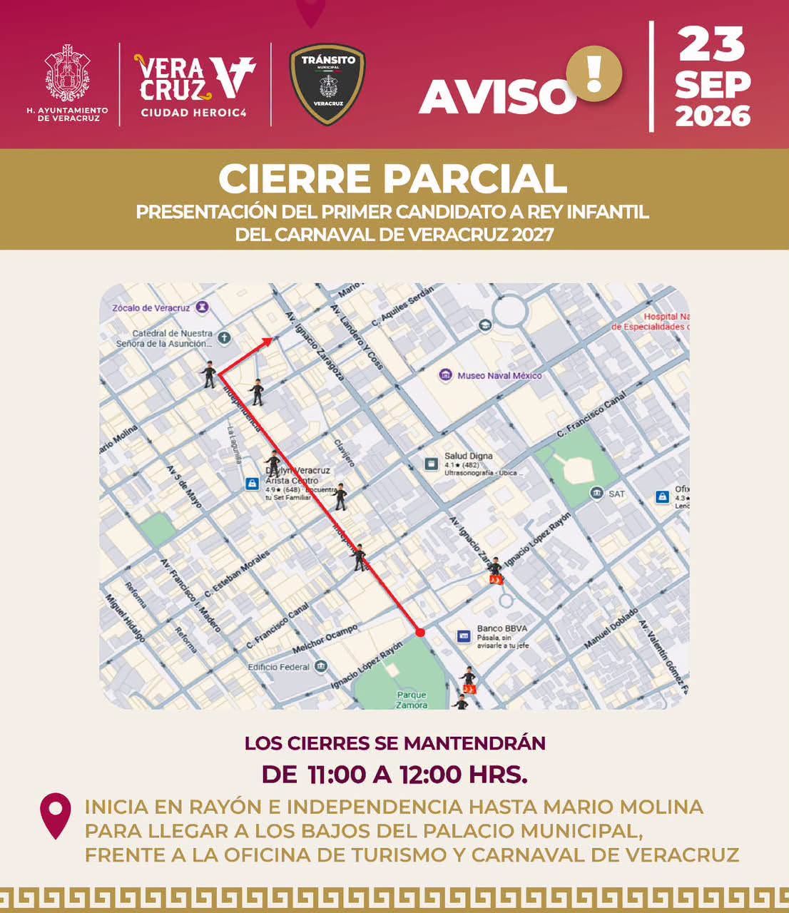 Este miércoles cierre del centro hstórico por papaqui de carnaval de Veracruz