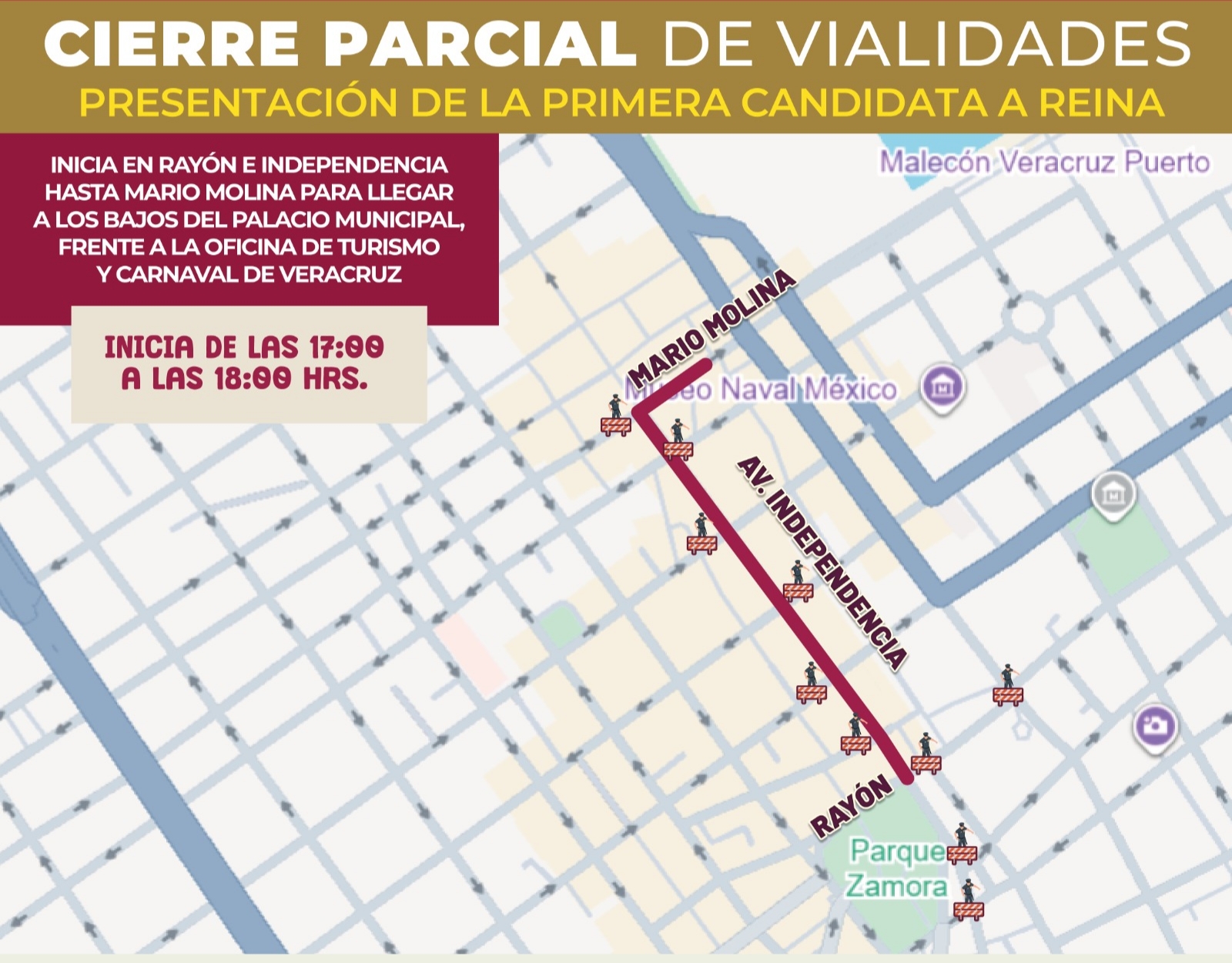 Cierres parciales por papaqui de candidata a reina del Carnaval 2027