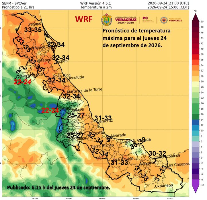 Aumentan lluvias y viento este jueves 24 de septiembre