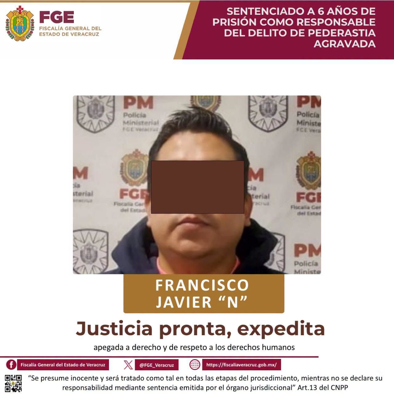 Francisco Javier N recibe 6 años de prisión por pederastia en Coatepec